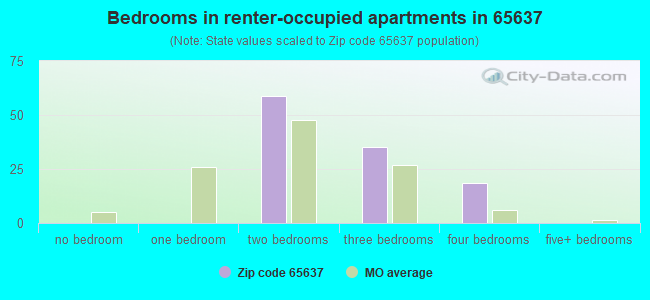 Bedrooms in renter-occupied apartments in 65637 