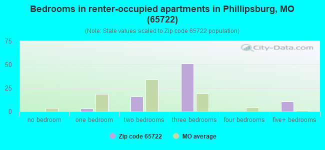 Bedrooms in renter-occupied apartments in Phillipsburg, MO (65722) 