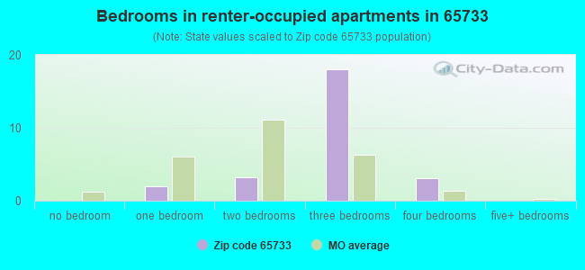 Bedrooms in renter-occupied apartments in 65733 