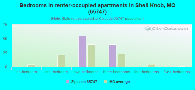 Bedrooms in renter-occupied apartments in Shell Knob, MO (65747) 