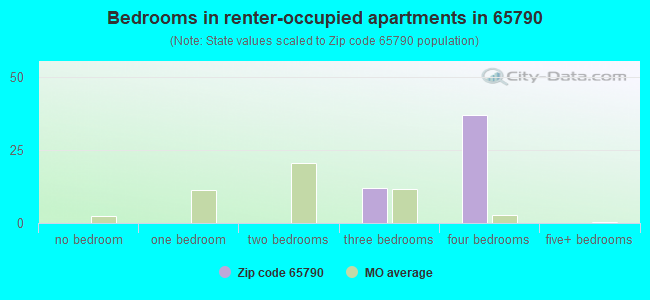 Bedrooms in renter-occupied apartments in 65790 