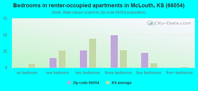 Bedrooms in renter-occupied apartments in McLouth, KS (66054) 