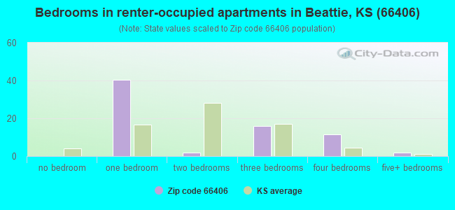 Bedrooms in renter-occupied apartments in Beattie, KS (66406) 