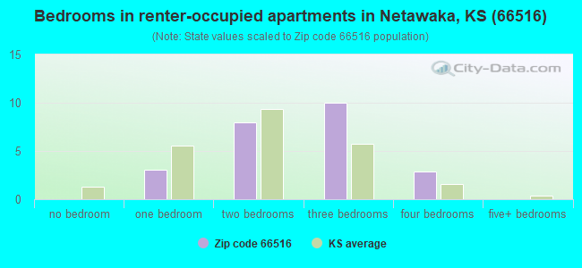 Bedrooms in renter-occupied apartments in Netawaka, KS (66516) 