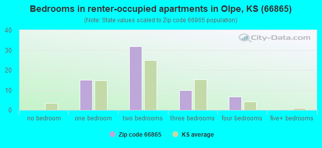 Bedrooms in renter-occupied apartments in Olpe, KS (66865) 
