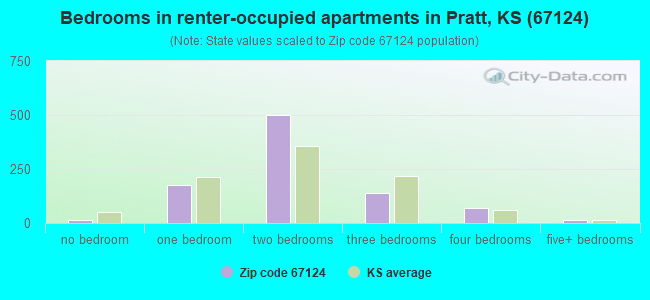 Bedrooms in renter-occupied apartments in Pratt, KS (67124) 