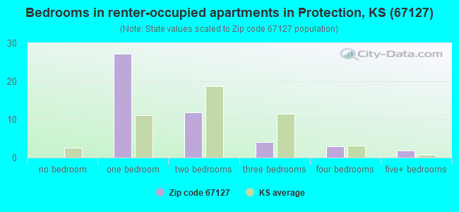 Bedrooms in renter-occupied apartments in Protection, KS (67127) 