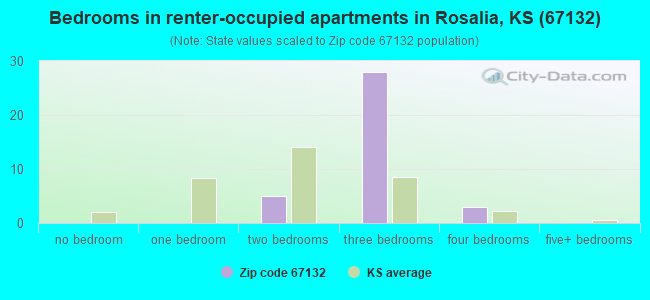 Bedrooms in renter-occupied apartments in Rosalia, KS (67132) 