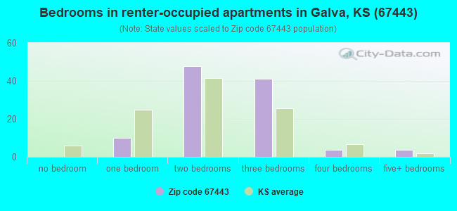 Bedrooms in renter-occupied apartments in Galva, KS (67443) 