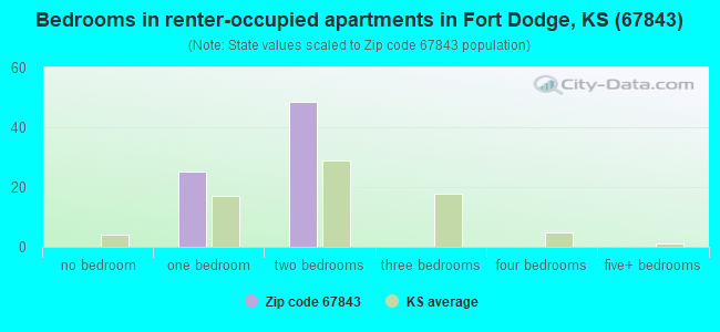 Bedrooms in renter-occupied apartments in Fort Dodge, KS (67843) 