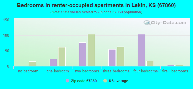 Bedrooms in renter-occupied apartments in Lakin, KS (67860) 