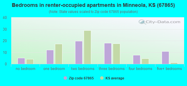 Bedrooms in renter-occupied apartments in Minneola, KS (67865) 