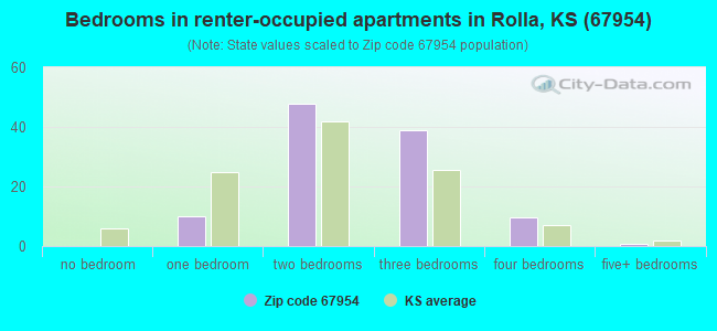 Bedrooms in renter-occupied apartments in Rolla, KS (67954) 