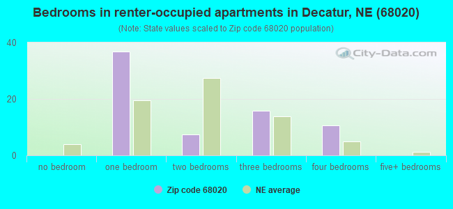 Bedrooms in renter-occupied apartments in Decatur, NE (68020) 