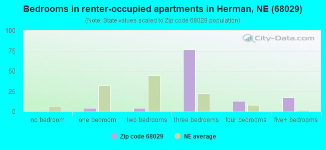 Bedrooms in renter-occupied apartments in Herman, NE (68029) 