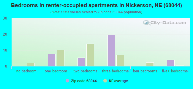 Bedrooms in renter-occupied apartments in Nickerson, NE (68044) 