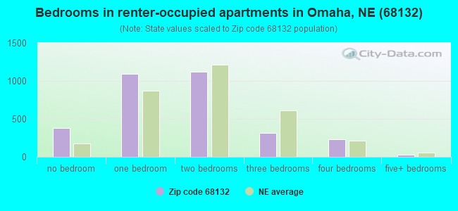 Bedrooms in renter-occupied apartments in Omaha, NE (68132) 