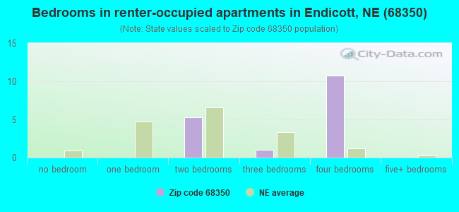 Bedrooms in renter-occupied apartments in Endicott, NE (68350) 