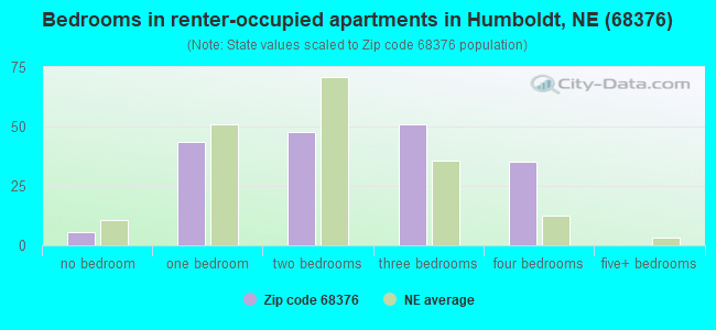 Bedrooms in renter-occupied apartments in Humboldt, NE (68376) 