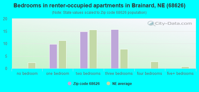 Bedrooms in renter-occupied apartments in Brainard, NE (68626) 