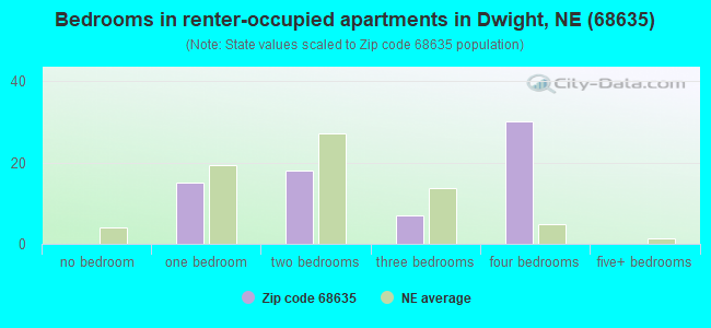 Bedrooms in renter-occupied apartments in Dwight, NE (68635) 