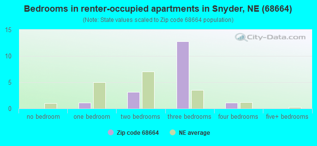 Bedrooms in renter-occupied apartments in Snyder, NE (68664) 