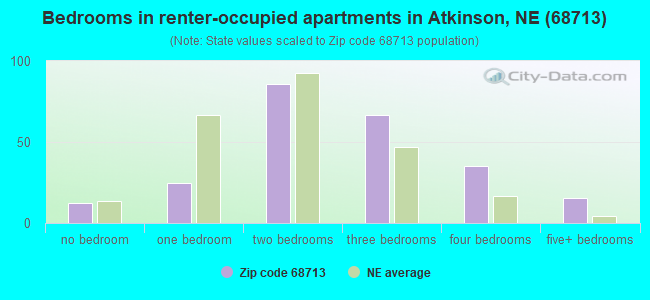 Bedrooms in renter-occupied apartments in Atkinson, NE (68713) 