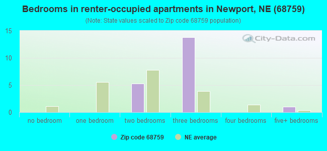 Bedrooms in renter-occupied apartments in Newport, NE (68759) 