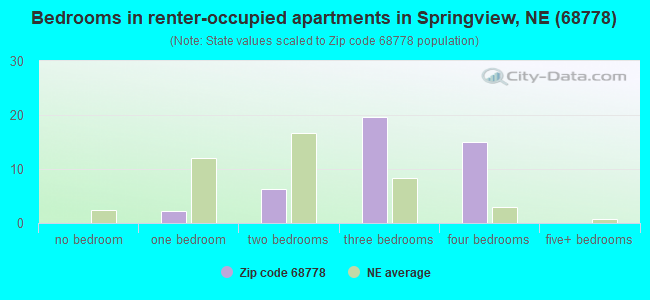 Bedrooms in renter-occupied apartments in Springview, NE (68778) 