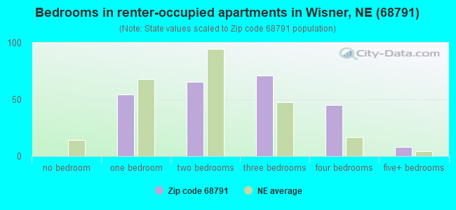 Bedrooms in renter-occupied apartments in Wisner, NE (68791) 