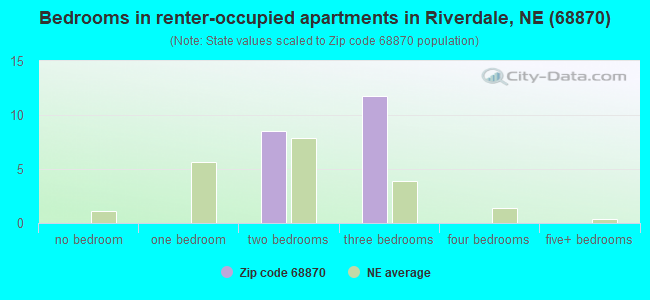 Bedrooms in renter-occupied apartments in Riverdale, NE (68870) 