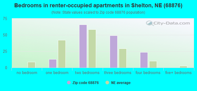 Bedrooms in renter-occupied apartments in Shelton, NE (68876) 