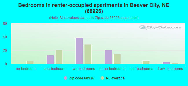 Bedrooms in renter-occupied apartments in Beaver City, NE (68926) 
