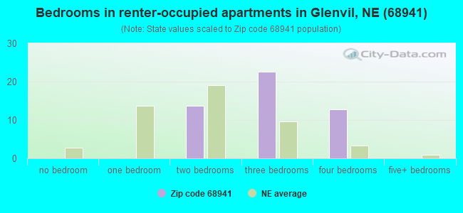 Bedrooms in renter-occupied apartments in Glenvil, NE (68941) 