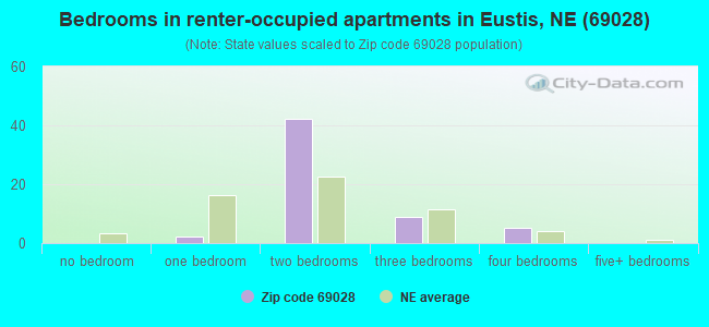 Bedrooms in renter-occupied apartments in Eustis, NE (69028) 