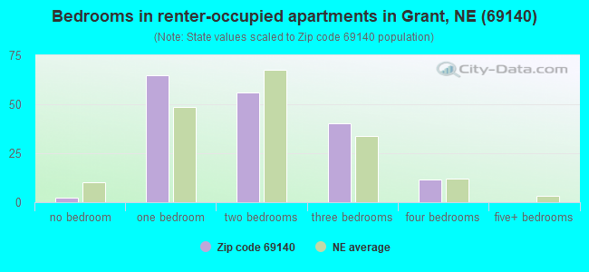 Bedrooms in renter-occupied apartments in Grant, NE (69140) 