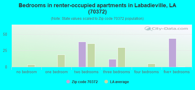 Bedrooms in renter-occupied apartments in Labadieville, LA (70372) 