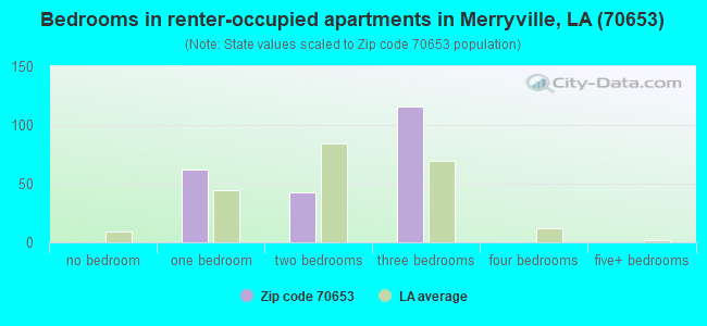 Bedrooms in renter-occupied apartments in Merryville, LA (70653) 