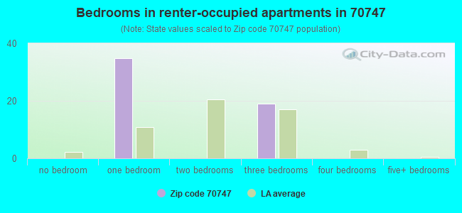 Bedrooms in renter-occupied apartments in 70747 