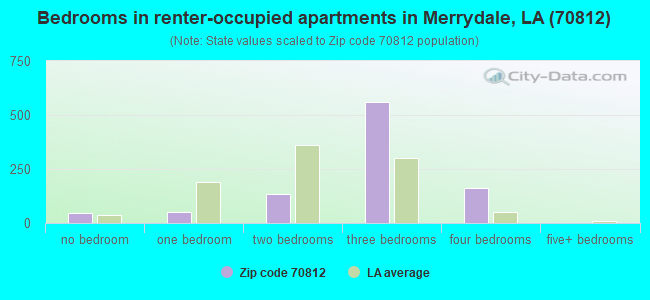 Bedrooms in renter-occupied apartments in Merrydale, LA (70812) 