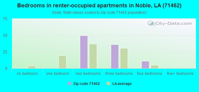 Bedrooms in renter-occupied apartments in Noble, LA (71462) 