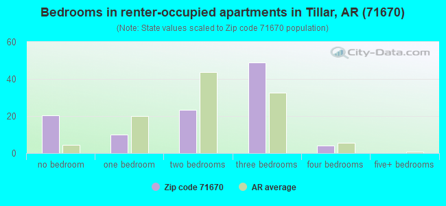 Bedrooms in renter-occupied apartments in Tillar, AR (71670) 