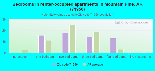 Bedrooms in renter-occupied apartments in Mountain Pine, AR (71956) 