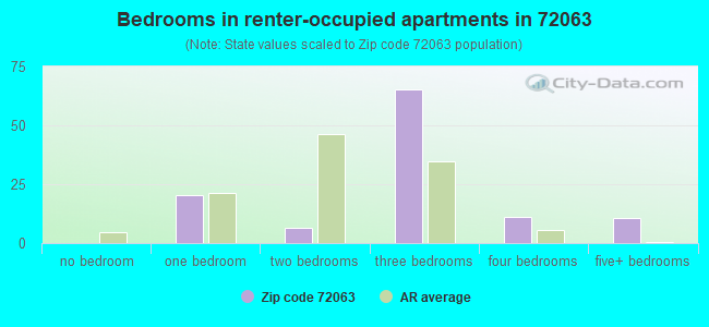 Bedrooms in renter-occupied apartments in 72063 