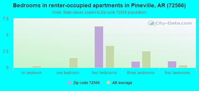 Bedrooms in renter-occupied apartments in Pineville, AR (72566) 