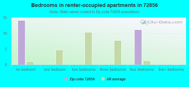 Bedrooms in renter-occupied apartments in 72856 