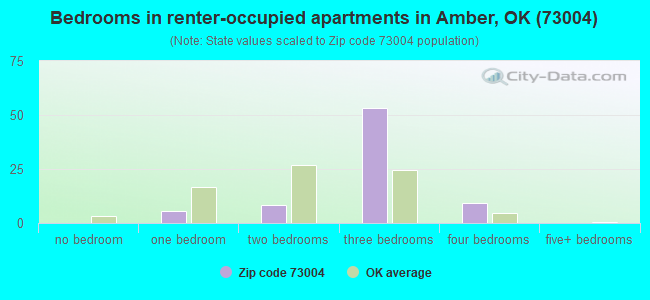 Bedrooms in renter-occupied apartments in Amber, OK (73004) 