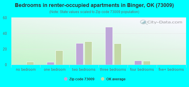 Bedrooms in renter-occupied apartments in Binger, OK (73009) 