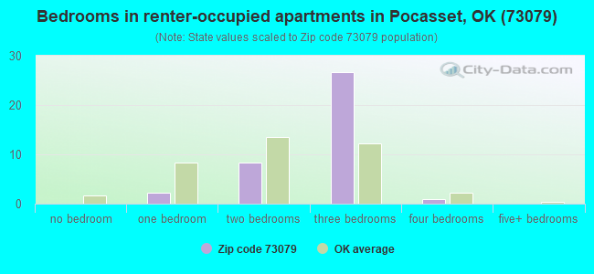 Bedrooms in renter-occupied apartments in Pocasset, OK (73079) 