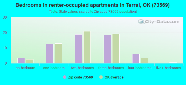 Bedrooms in renter-occupied apartments in Terral, OK (73569) 